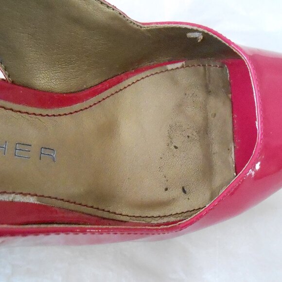 Marc Fisher Women's Fuchsia Pink Patent Leather Fostoria Wedge Heel Shoe-Size 6M - Picture 5 of 7